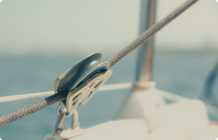 Rigging block and line on deck